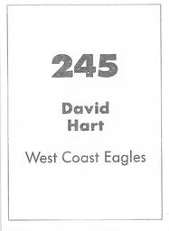 1990 Select AFL Stickers #245 David Hart Back